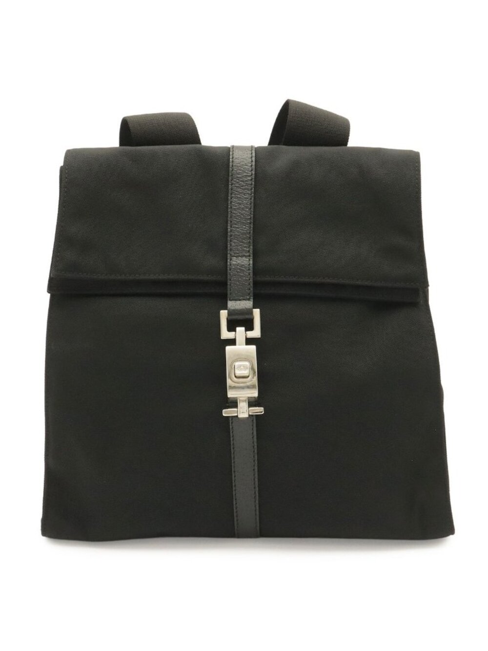 Gucci Jackie Backpack Nylon Leather Black Silver
